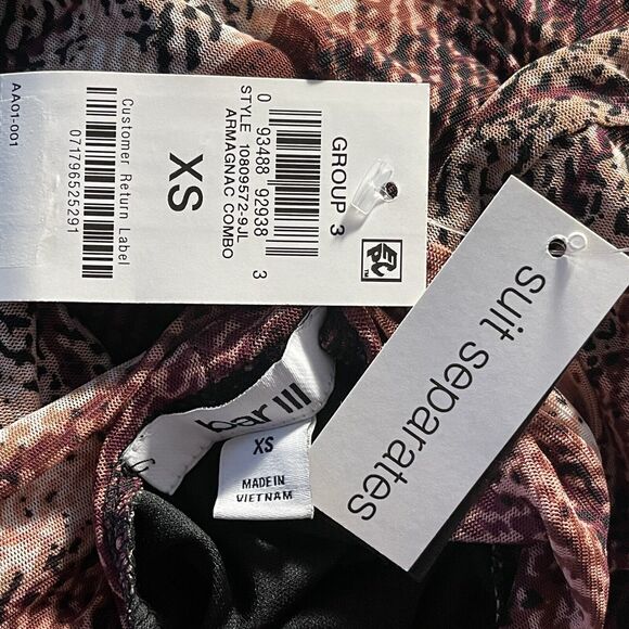 Bar III X-Small Top Plaid Long Sleeve Turtleneck Stretch Lined Lightweight Multi - Picture 7 of 9